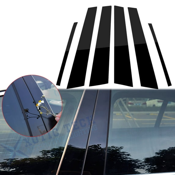 Xotic Tech 6pcs Glossy Black Exterior Window Pillar Posts Molding Pre-Cut Cover Side Door Trims For Toyota Camry 2007 2008 2009 2010 2011