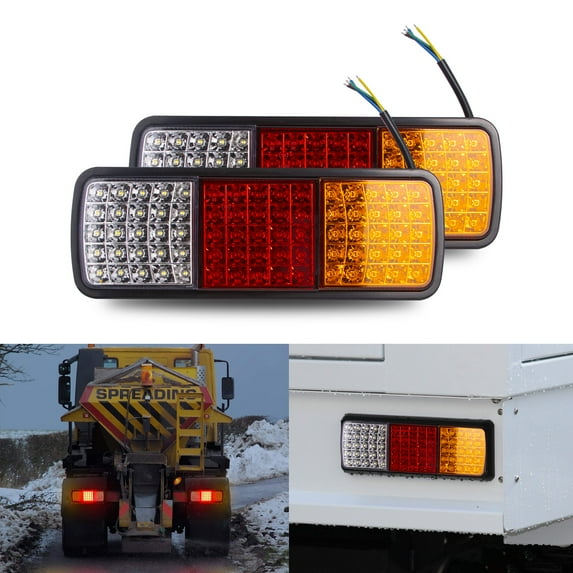 Xotic Tech 75LED 12V Rectangular Rear Tail Light Bar Waterproof Turn Signal Indicatior Stop Brake Reverse Running Taillight Universal For Vehicle Truck Trailer Boat Van RV (2pcs, Red/White/Amber)