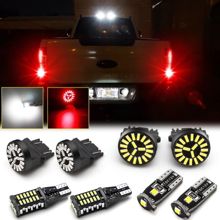 Xotic Tech 8pcs for Ford F-150 2015 2016 2017 LED High Mount Cargo Light + Backup Reverse Light + License Plate Lamp + Brake Stop Light, Bright White Red LED Tailgate Lamp Package Kit
