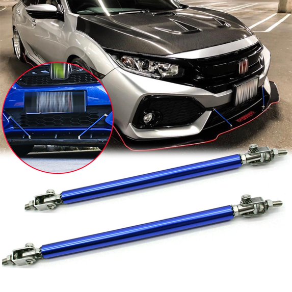 Xotic Tech Adjustable 10"-13" Front Bumper Lip Splitter Diffuser Strut Tie Bar Support Rod Universal for Car, Blue
