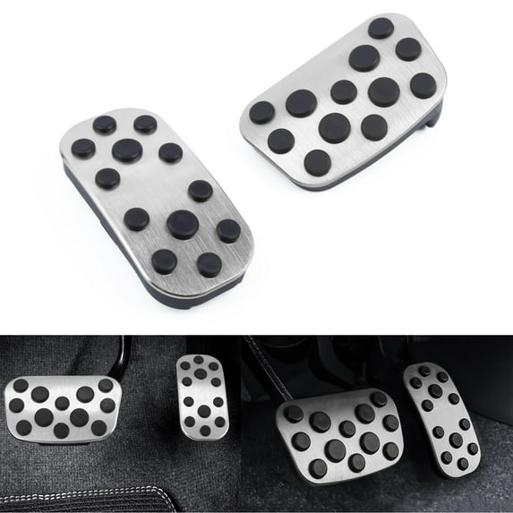 Xotic Tech Aluminum Non-Slip Accelerator & Brake Paddle Foot Pedal Pad Cover Replacement Protector with Rubber Handle, Compatible with Toyota Corolla & Corolla Cross 2020-2023 (Silver)
