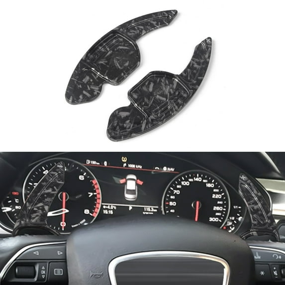 Xotic Tech Black Forged Pattern Steering Paddle Shifter Extensions Cover Trim Compatible with Audi A3 A4 A5 A6 A7 A8 S5 Q3 Q5 Q7 Interior Accessories