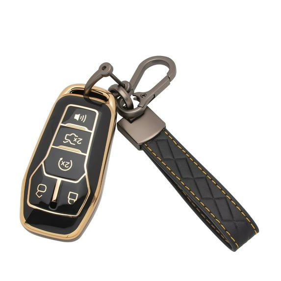 Xotic Tech Black TPU Full Protect Remote Control Key Fob Cover Case Shell w/Keychain Compatible with Ford Mustang F150 Raptor F-Series Truck Edge Explorer Expedition Fusion or Lincoln MKZ MKC MKX MKS