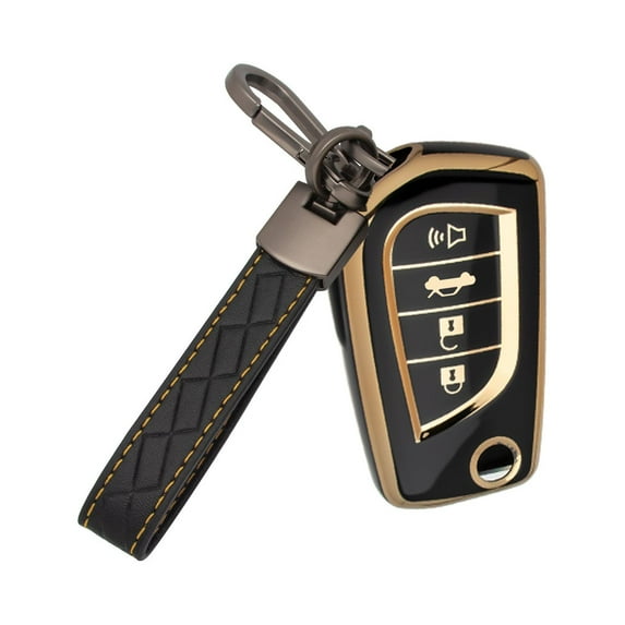 Xotic Tech Black TPU Full Seal Remote Folding Key Fob Cover Holder w/Keychain Compatible with Toyota Camry SE 2018-2020 & Camry LE 2018-2019 & Corolla Corolla LE SE 2020 & RAV4 LE 2019-2020