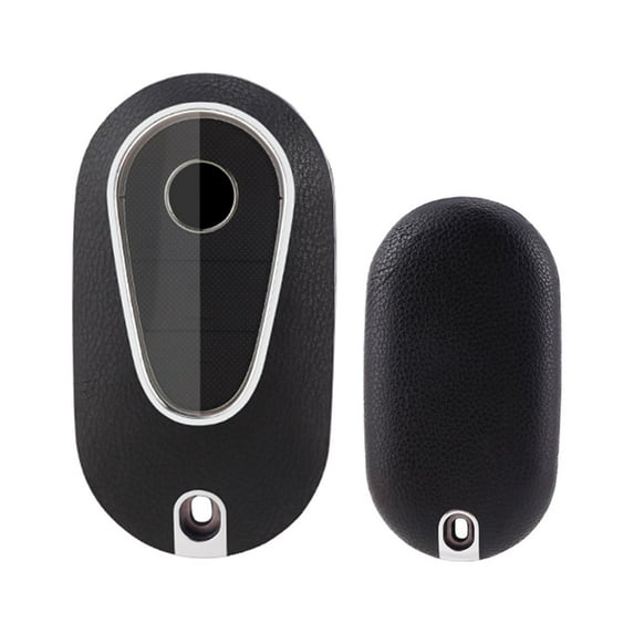 Xotic Tech Black TPU Grainy Leather Texture Key Fob Shell Cover Case, Compatible with Mercedes-Benz S-Class C-Class E-Class 3-Button Smart Keyless Entry Key