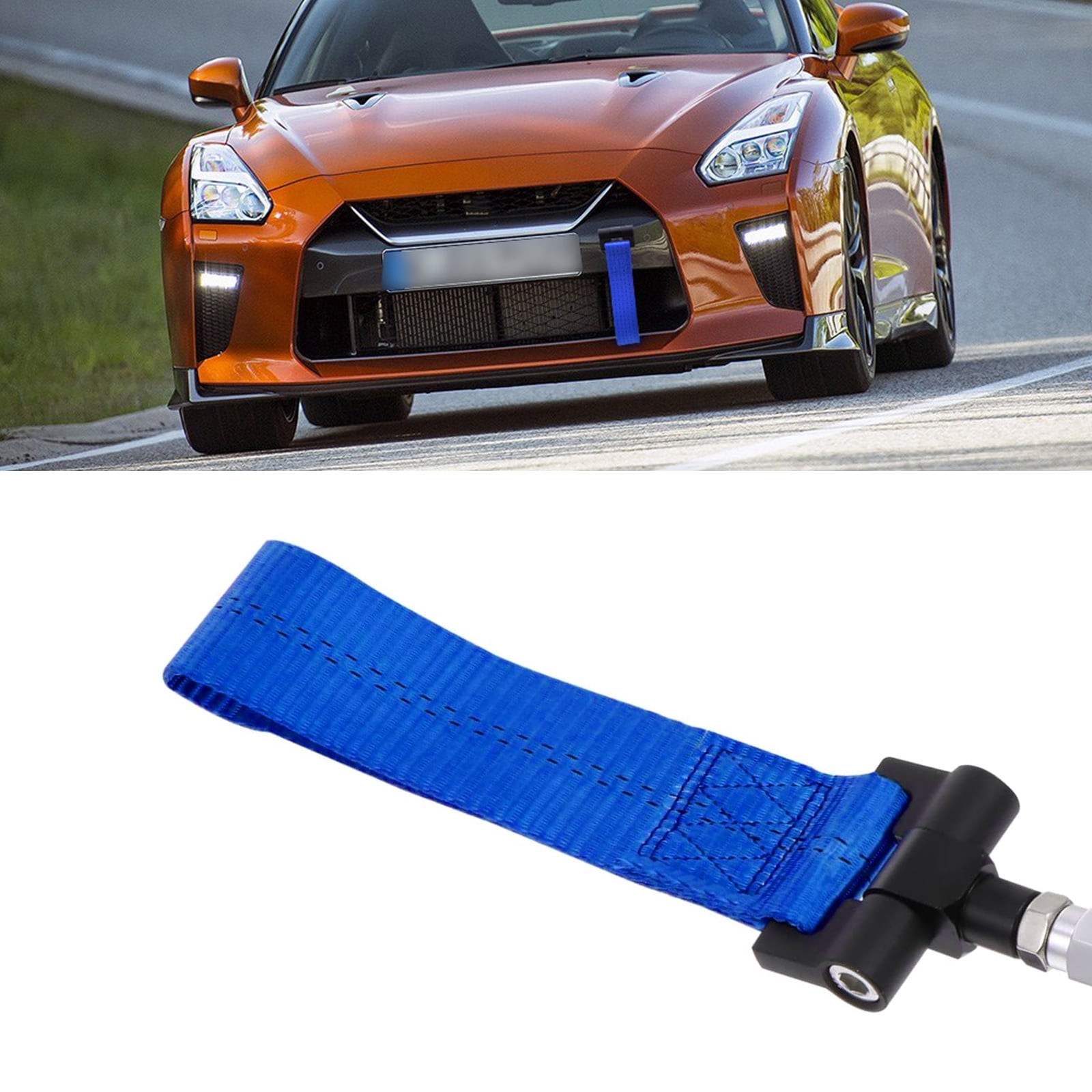 Xotic Tech Blue Track Racing Style Towing Strap Tow Hole Adapter for Nissan  GT-R 2007-2017