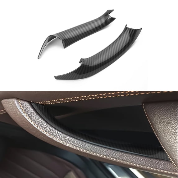 Xotic Tech Car Inner Door Handle Covers, 2PCS Rear Left Right Side Door Pull Handle Cover Trim Compatible with BMW X3 F25 2010-2016, BMW X4 F26 2014-2017 (Carbon Fiber Black)