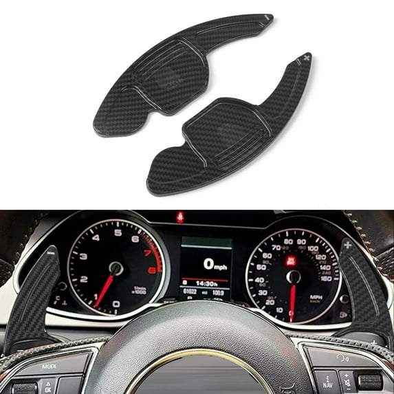Xotic Tech Carbon Fiber Pattern Steering Paddle Shifter Extensions Cover Trim Compatible with Audi A3 A4 A5 A6 A7 A8 S5 Q3 Q5 Q7 Interior Accessories