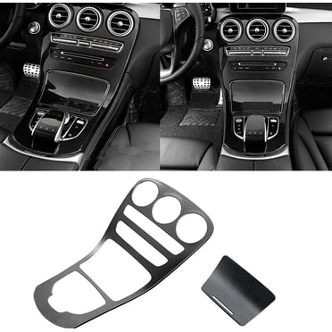 Black ABS Center Console Gear Panel Cover Trim For Mercedes C-Class (W205) & GLC (X253) - Speed_turning