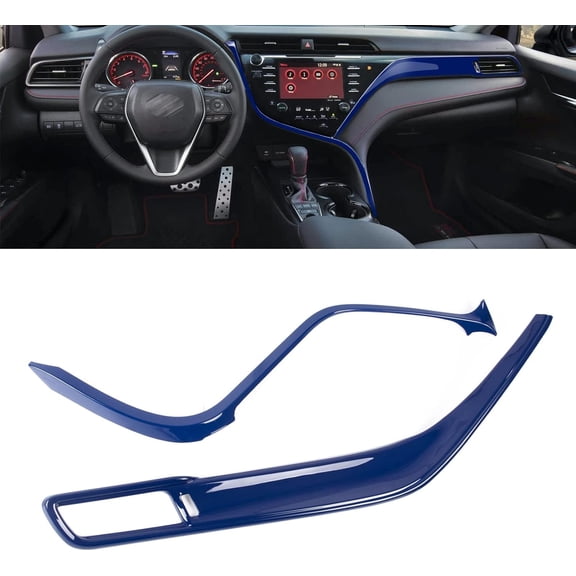 Xotic Tech Center Console Stripe and Passenger Dash AC Vent Panel Cover Trim Set, Blue, Compatible with Camry 2018-2024
