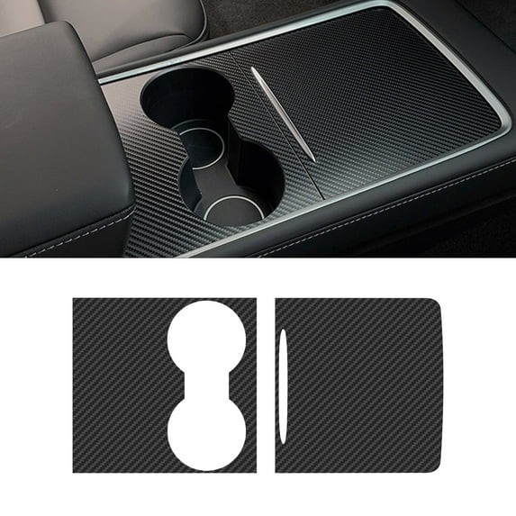 Xotic Tech Center Console Wrap Kit, Carbon Fiber Texture Console Protector Cover Interior Decoration Wrap Compatible with Tesla Model 3 2021-2023 & Model Y 2021-up Accessories