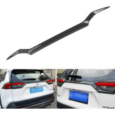 Xotic Tech Exterior Rear Trunk Logo Lid Tailgate Upper Curve Strip Cover Trim, Carbon Fiber Pattern, Compatible with Toyota RAV4 2019-2023