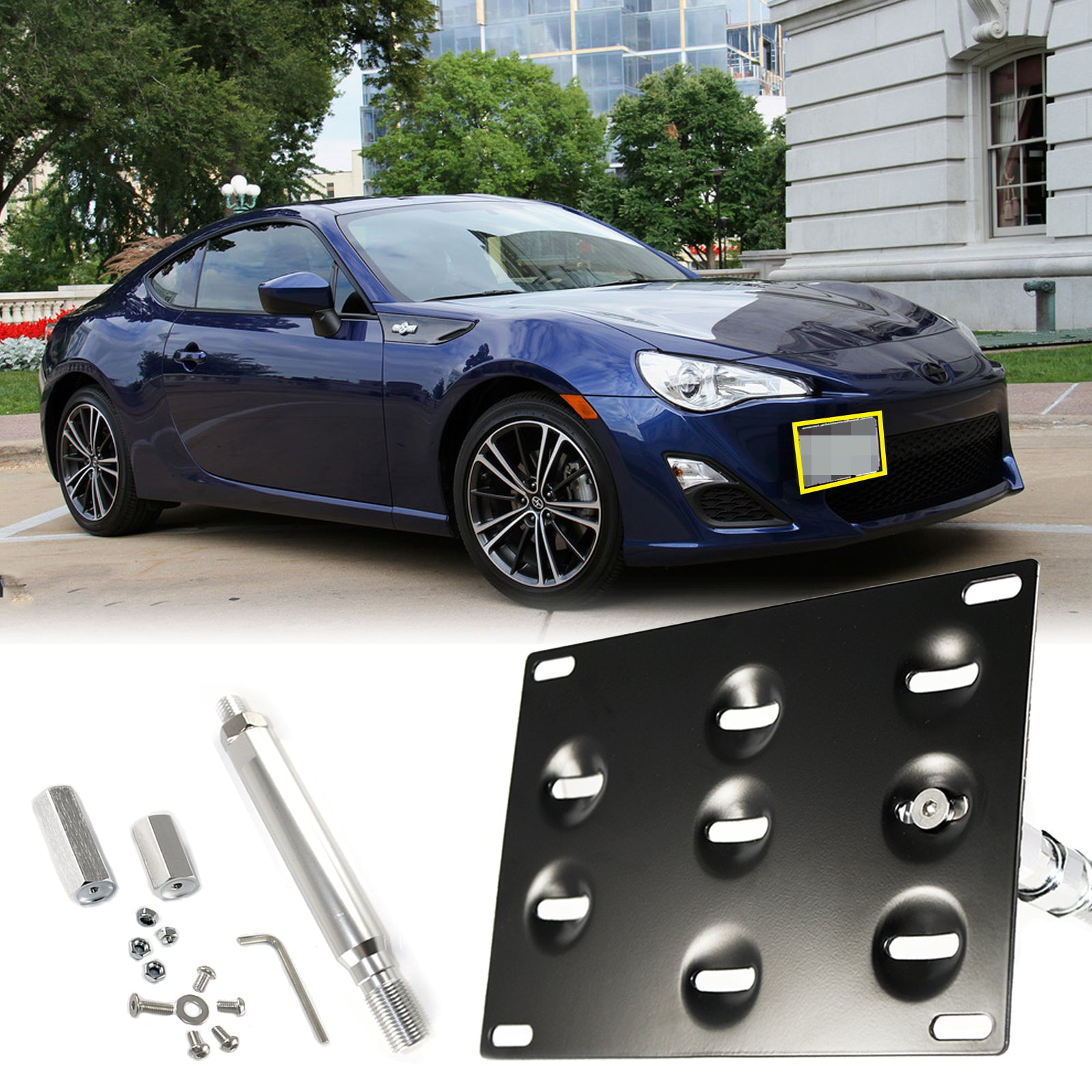 Teng Auto Front Bunper Tow Hook License Plate Bracket Mounting Kit  Relocator Holder for Subaru BRZ Forester Impreza WRX STi for Scion FRS for  Toyota