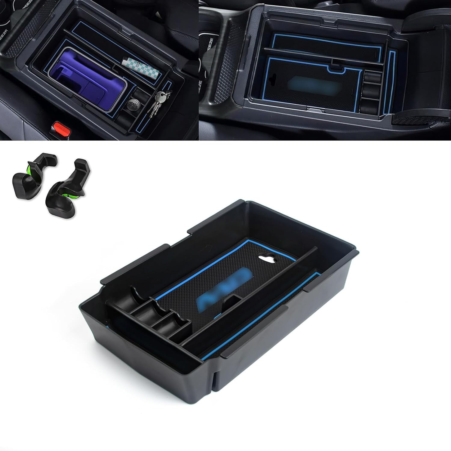 Xotic Tech Interior Center Console Armrest Black Storage Organizer Box