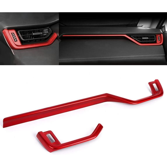 Xotic Tech Interior Center Console Dashboard Side AC Air Vent Outlet Frame Strip Cover Trim, Sporty Red, Compatible with Toyota RAV4 2019-2023