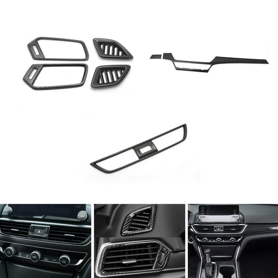 Xotic Tech Interior Center Console Stripe Dashboard Center AC Vent Outlet Cover Trim Combo Kit , Carbon Fiber Pattern , Compatible with Honda Accord 10th Gen 2018-2022