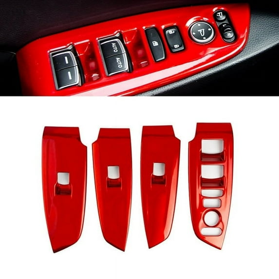 Xotic Tech Interior Window Lift Door Lock Switch Control Panel Cover Trim, Sporty Red, Compatible with Honda Accord 10th Gen 2018-2022