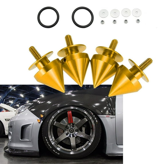 Xotic Tech JDM Quick Release Fasteners For Car Bumpers Trunk Fender Hatch Lids Spike ALUMINUM Gold