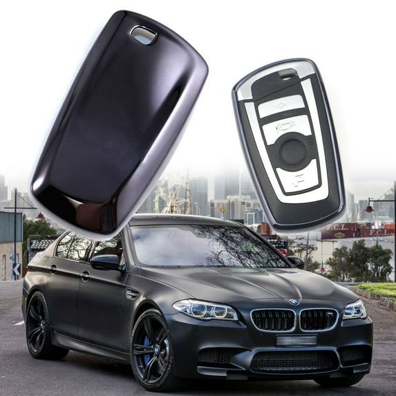 Xotic Tech Keyless Remote Soft Key Fob Cover Case For BMW 1 3 5 6 7 Series X1 X3 2017, Glossy Black