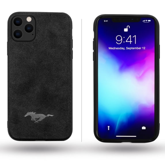 Xotic Tech Luxury Mustang Logo Super Slim Leather Alcantara Suede Durable Protective Cover Case for Apple iPhone 11 Pro