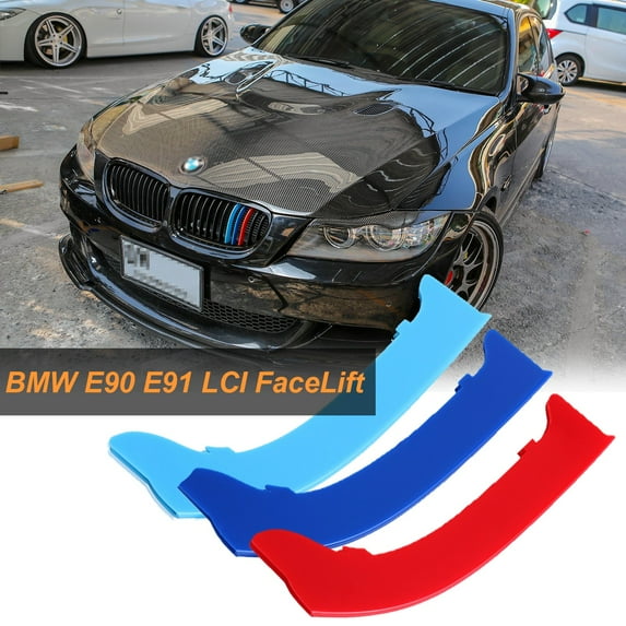 Xotic Tech M-COLORED KIDNEY GRILLE INSERT TRIM SPORT STRIPS for BMW E90 E91 3 SERIES LCI 325i 328i 330i 335i 09-12 (12 beam bars)