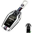 thumbnail image 1 of Xotic Tech M-Colored Stripe Silver Metal Key Fob Cover LCD Smart Remote Shell Case w/Keychain, Compatible with X3 X5 3 4 5 6 7 Series Z4 M3 M5 M6 GT3 GT5 G05 G20 G30 G80 F10 F15 F16 F20 F30 F8, 1 of 8