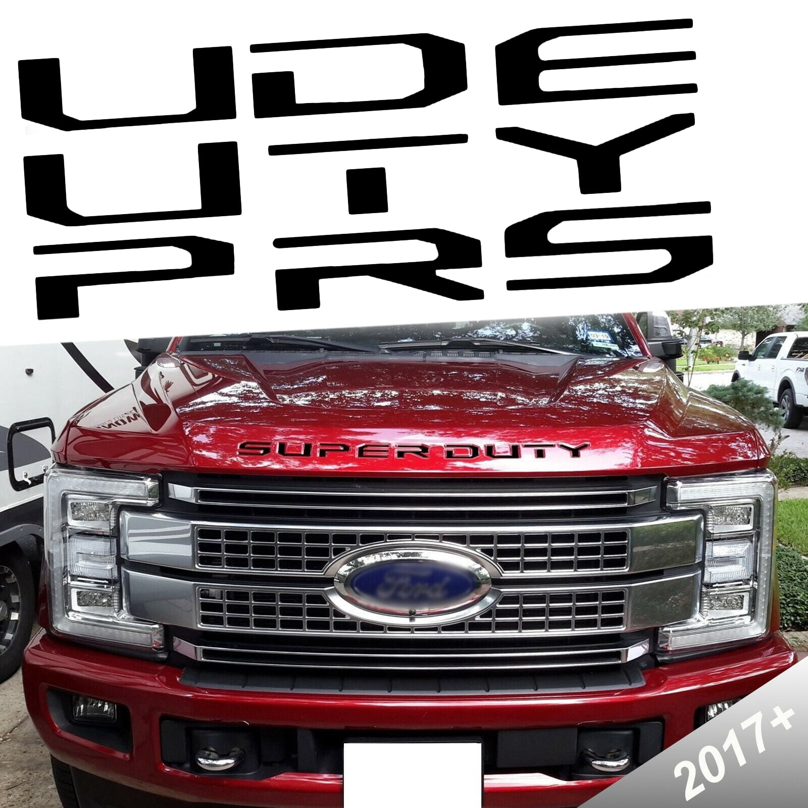 Xotic Tech Matte Black Thin Vinyl Letter Inserts Sticker For Ford F-250 F-350 F-450 F-550 2017-up Front Hood/Grille