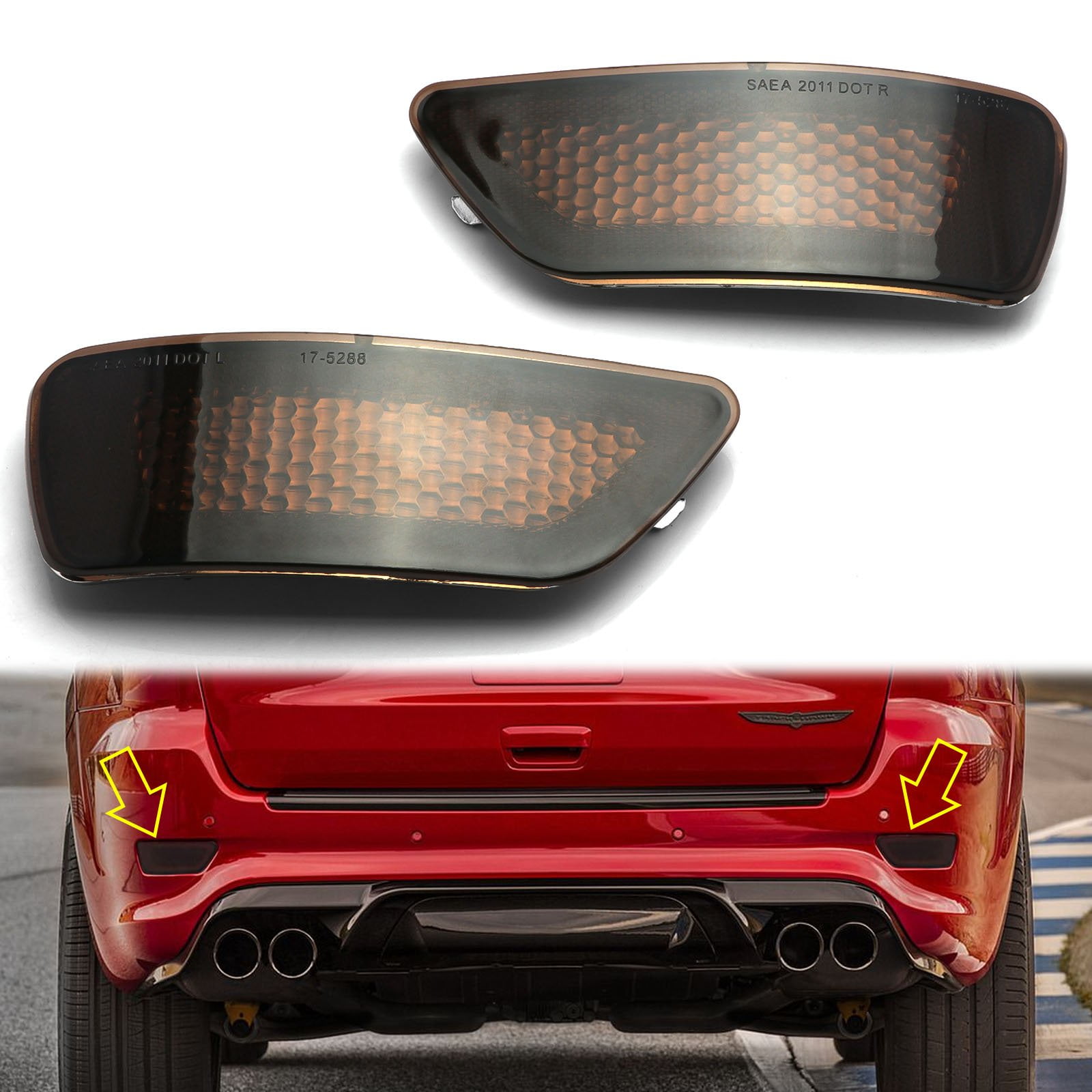 X AUTOHAUX Rear Right Bumper Reflector Light Cover For Jeep Grand Cherokee 2011-2020 - Red, Replaces 57010720AC