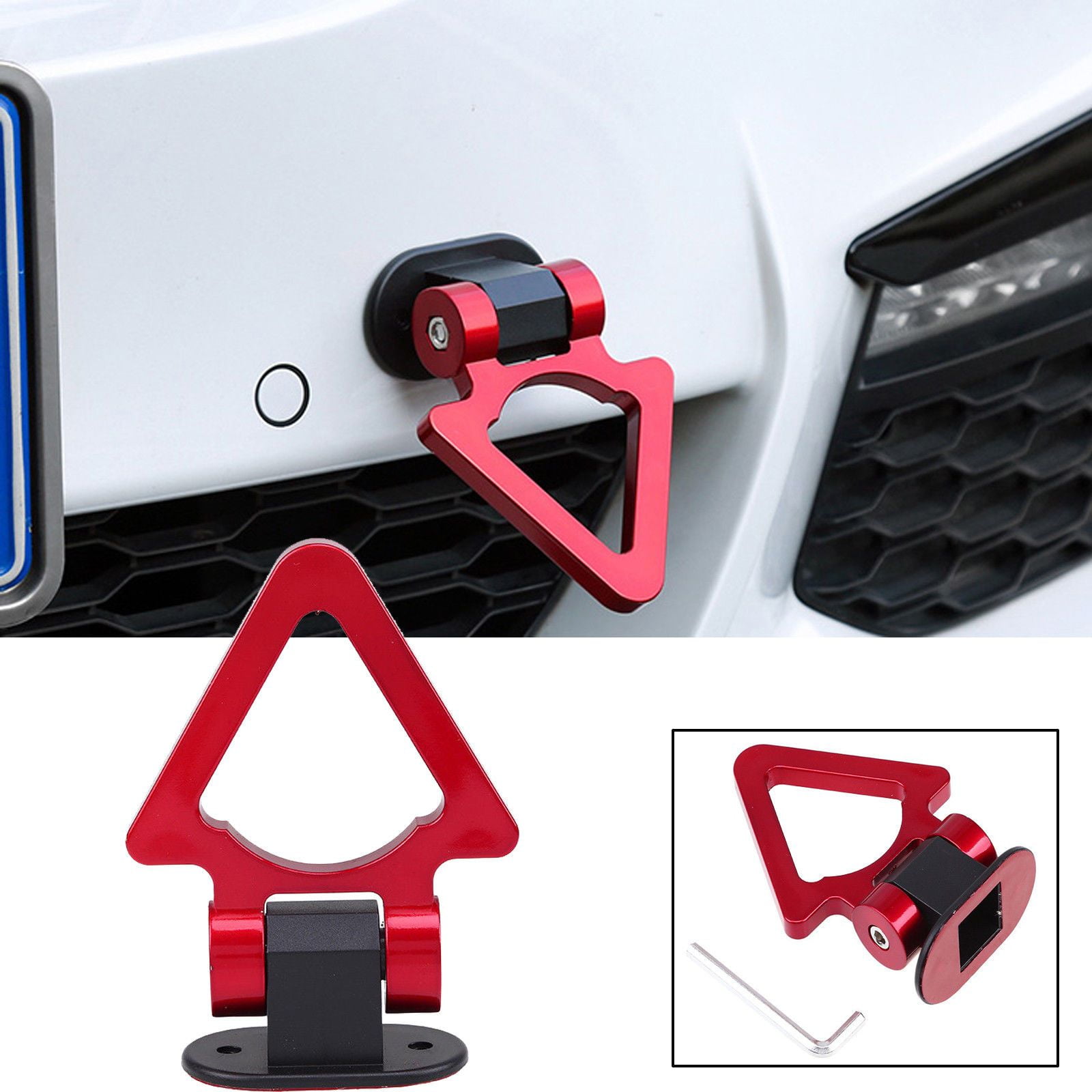 Xotic Tech Red Triangle Shape Track Racing Tow Hook Stick Decoration  Universal for Car SUV Truck 