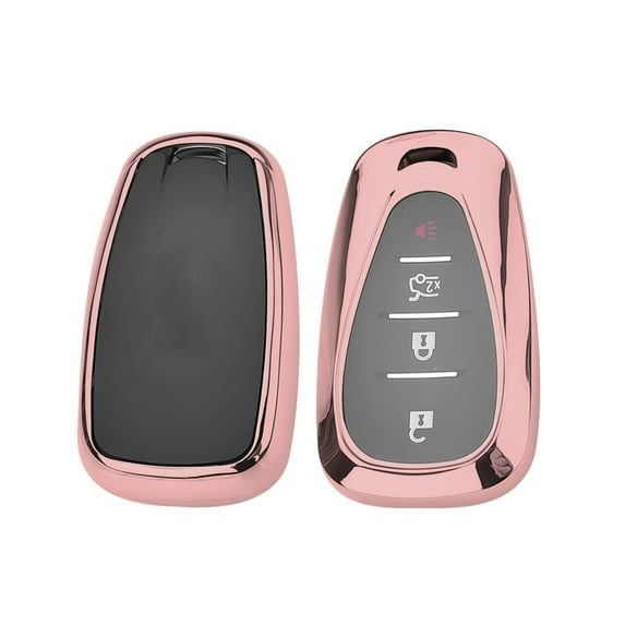 Xotic Tech Rose Gold Soft TPU Key Fob Shell Skin Cover, Compatible with Chevrolet Camaro Malibu Impala Cruze Spark Volt Bolt Equinox Tahoe Silverado Traverse Blazer Sonic Smart Keyless Entry Key