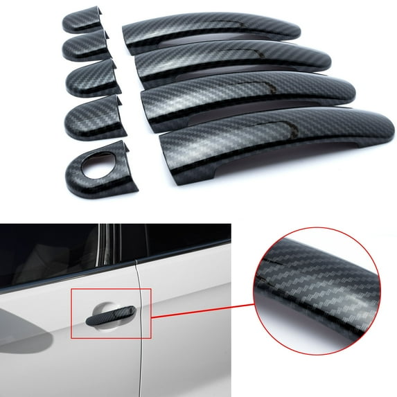 Xotic Tech Sporty Carbon Fiber Style Car Side Door Handle Moulding Cover Trim for VW Jetta Tiguan MK6 2009-2016