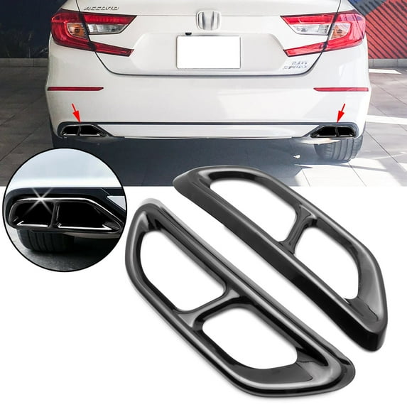 Xotic Tech Stainless Steel Rear Cylinder Exhaust Output Tailpipe Frame Cover Trim for Honda Accord 2018 2019