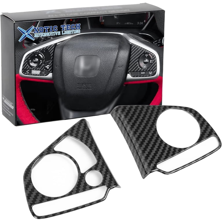 Red Carbon Fiber Style Warning Light Switch Trim For 2022-2024 Honda Civic