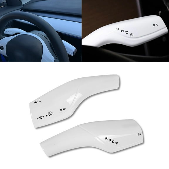 Xotic Tech Steering Wheel Column Paddle Shifter Gear Shift Lever Decor Cover Trim, White, Compatible with Tesla Model 3 Model Y 2017-2022