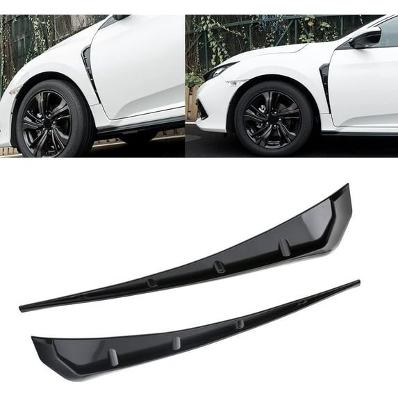 Xotic Tech Type-R Style Side Fender Vent Cover Trim, Glossy Black, Compatible with Honda Civic 10th Gen 2016-2021
