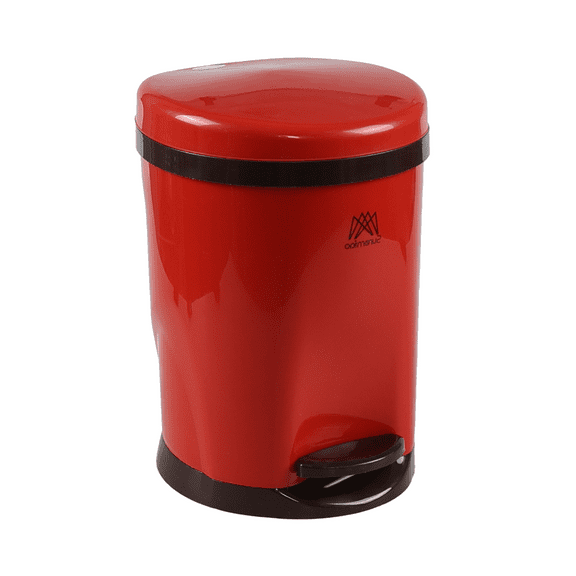 Xowine 1.8 Gallon Plastic Small Garbage Can with Foot Pedal, Round Step Trash Can with Lid and Removable Inner Bucket, Red