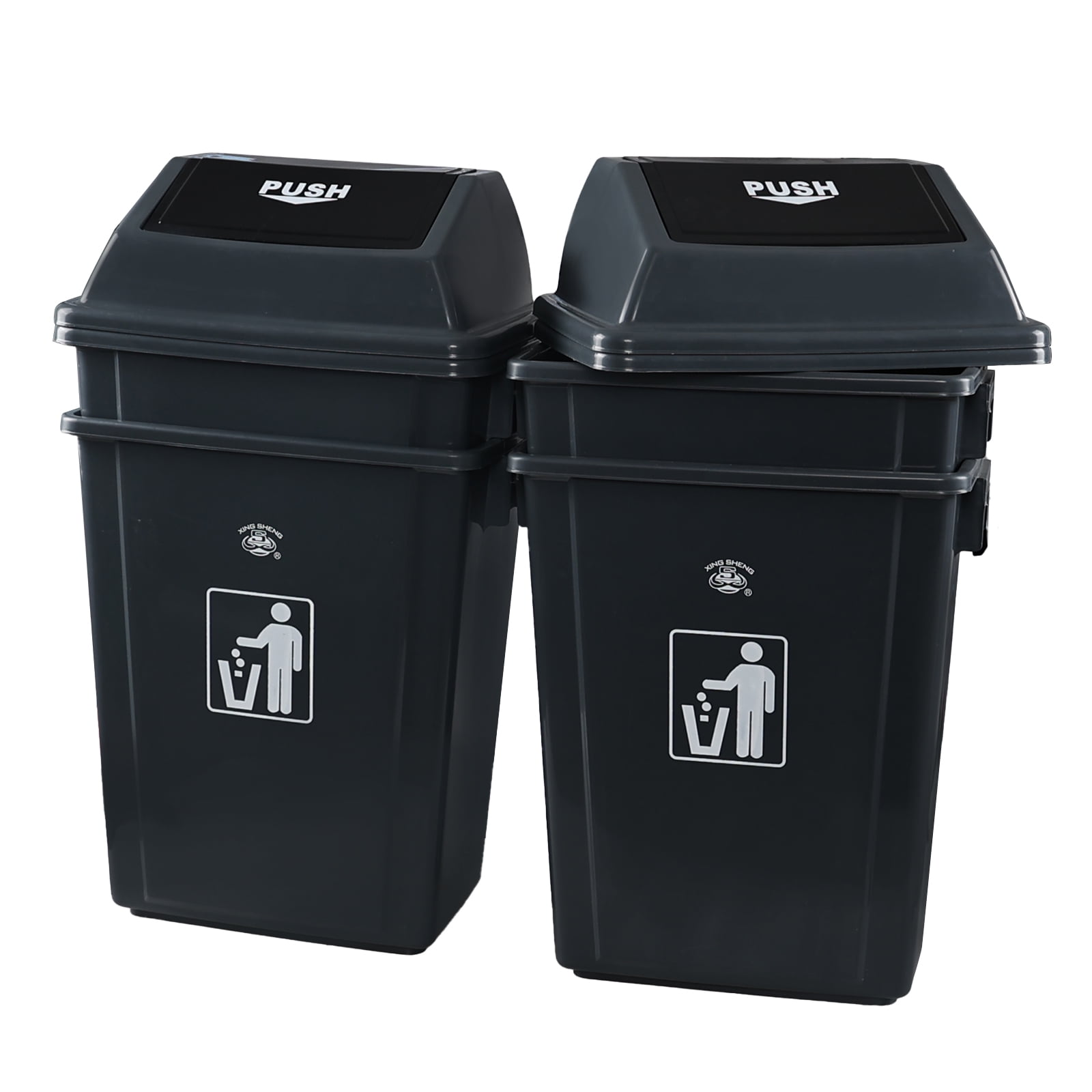 Xowine 15 Gallon Kitchen Swing Top Garbage Can, 4-Pack Plastic Swing ...