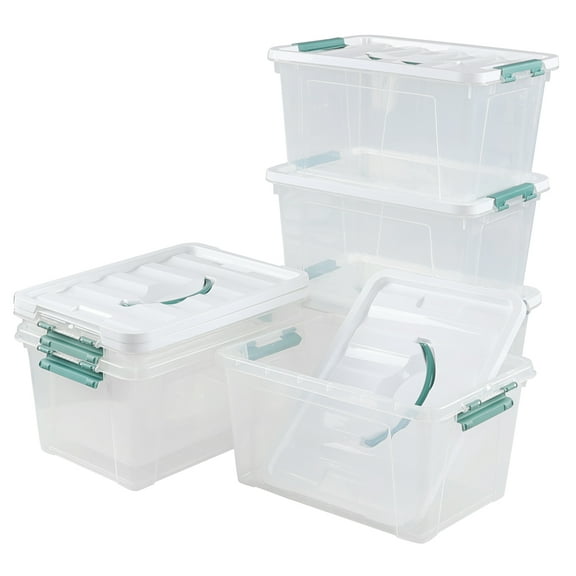 Xowine 6 Pack 14 L Clear Storage Latch Box, Plastic Storage Bins with Lids