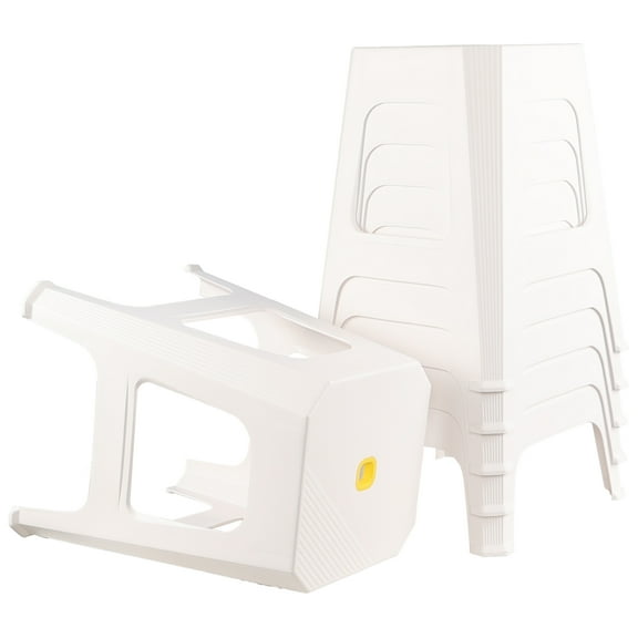 Xowine 6 Pack White Plastic Square Stacking Stools, 18.9 Inch Plastic Stack Nesting Stools Stackable Stools for Home Classroom