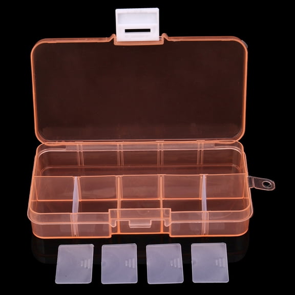 Xoxingysm 10-Grid Plastic Necklace Storage Box Orange,Plastic 10 Slots Adjustable Jewelry Storage Box Case Craft Organizer Bead Or