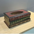 thumbnail image 1 of Xoxingysm Bathroom Products Vintage Stacked Books Design Solid Wood Tissue Box Holder Rectangular with Easy Hinged Top Home Office Decor Tissue Box Cover, 1 of 9