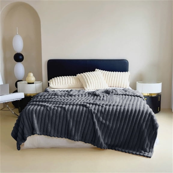 Xoxingysm Blanket Wide Strip Thickened Imitation Hair Border Coral Fluff Blanket Flannel Blanket Cover Blanket