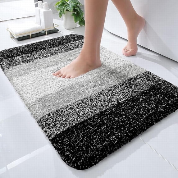 Xoxingysm Carpet Bathroom Rug Mat 24X16 Extra Soft and Absorbent Microfiber Bath Rugs Non Slip Plush Shaggy Bath Carpet Machine Wash Dry Bath Mats for Bathroom Floor Tub and Shower Black