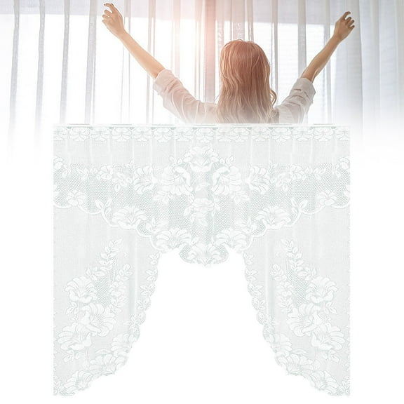 Xoxingysm Curtain Lace Curtain Style Window Curtain for Kitchen for Dinning Room Bedroom Bathroom Cafe Small