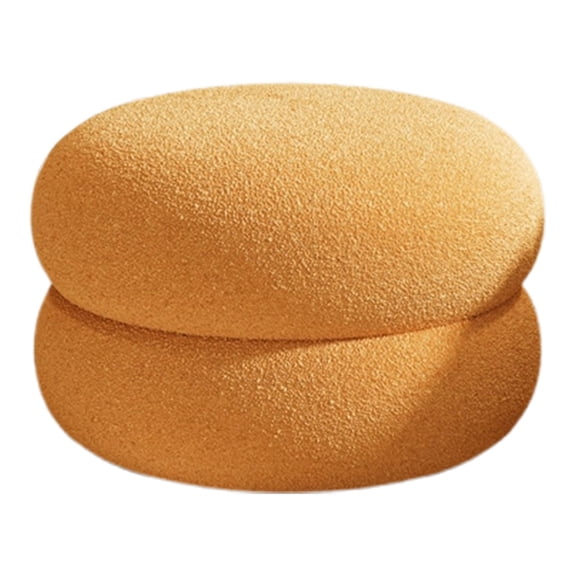 Xoxingysm Cushion Circle Chair Desk Modern Footstool Small Round Vanity Stool Couch Bedside Foot Rest for Living Room Bedroom Study, A Small Orange Round Stool