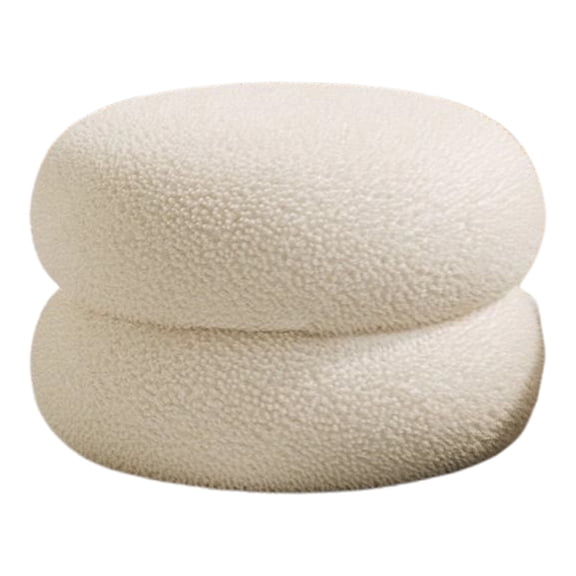 Xoxingysm Cushion Circle Chair Desk Modern Footstool Small Round Vanity Stool Couch Bedside Foot Rest for Living Room Bedroom Study, A Small White Round Stool