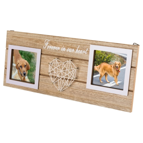 Xoxingysm Desktop Ornament Dog and Cat Memorial Prints Sympathy Wooden Picture Frame Forever in My Heart for Pet Passed Gift, Wooden Photo Frame *1