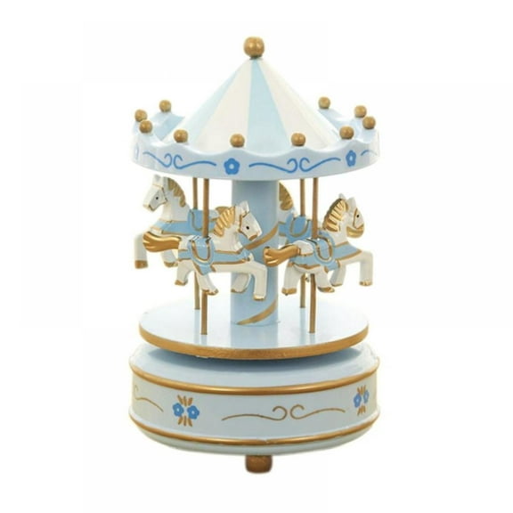 Xoxingysm Desktop Ornament Merry Go Round Music Box Small Musical Box with 4 Horses Classic Decor for Valentine'S Day Wedding Birthday Gift Shop Display Home Decor, 1X Carousel Music Box Ornament