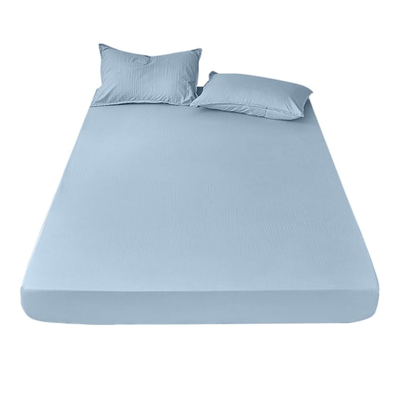 Xoxingysm Fitted Sheets,Deep Pocket Fitted Sheet,Solid Color Japanese Yarn Dyed Single Bed Cover Pillowcase Set Bed Sheet and Pillow Case + 1 Pair