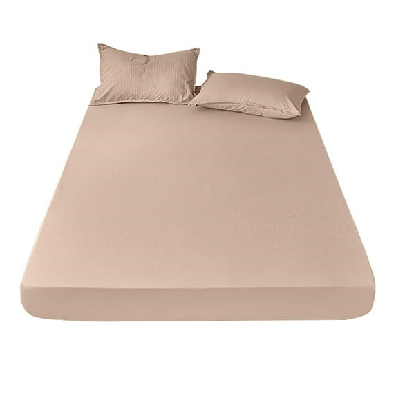 Xoxingysm Fitted Sheets,Deep Pocket Fitted Sheet,Solid Color Japanese Yarn Dyed Single Bed Cover Pillowcase Set Bed Sheet and Pillow Case + 1 Pair